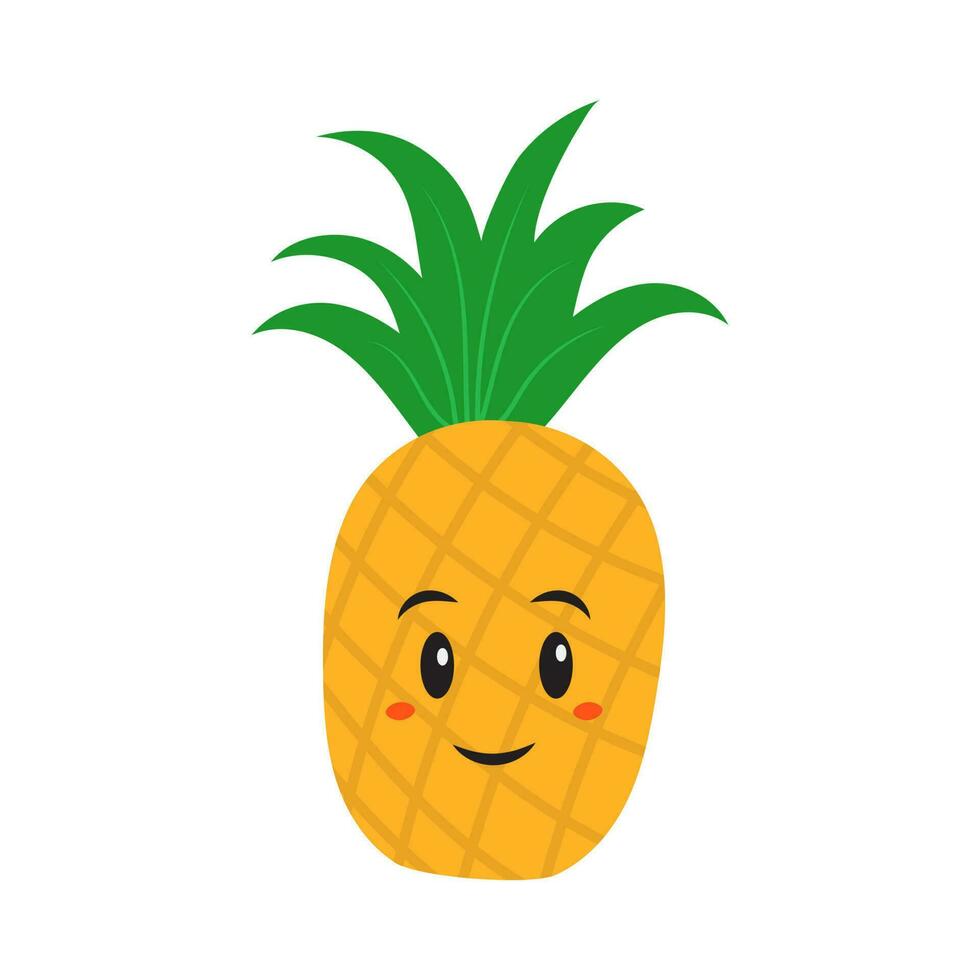 smiley ananas dessin animé sur blanc Contexte. vecteur