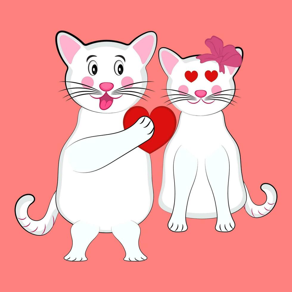 mignonne chat couple dans l'amour. l'amour ou valentines journée concept. vecteur