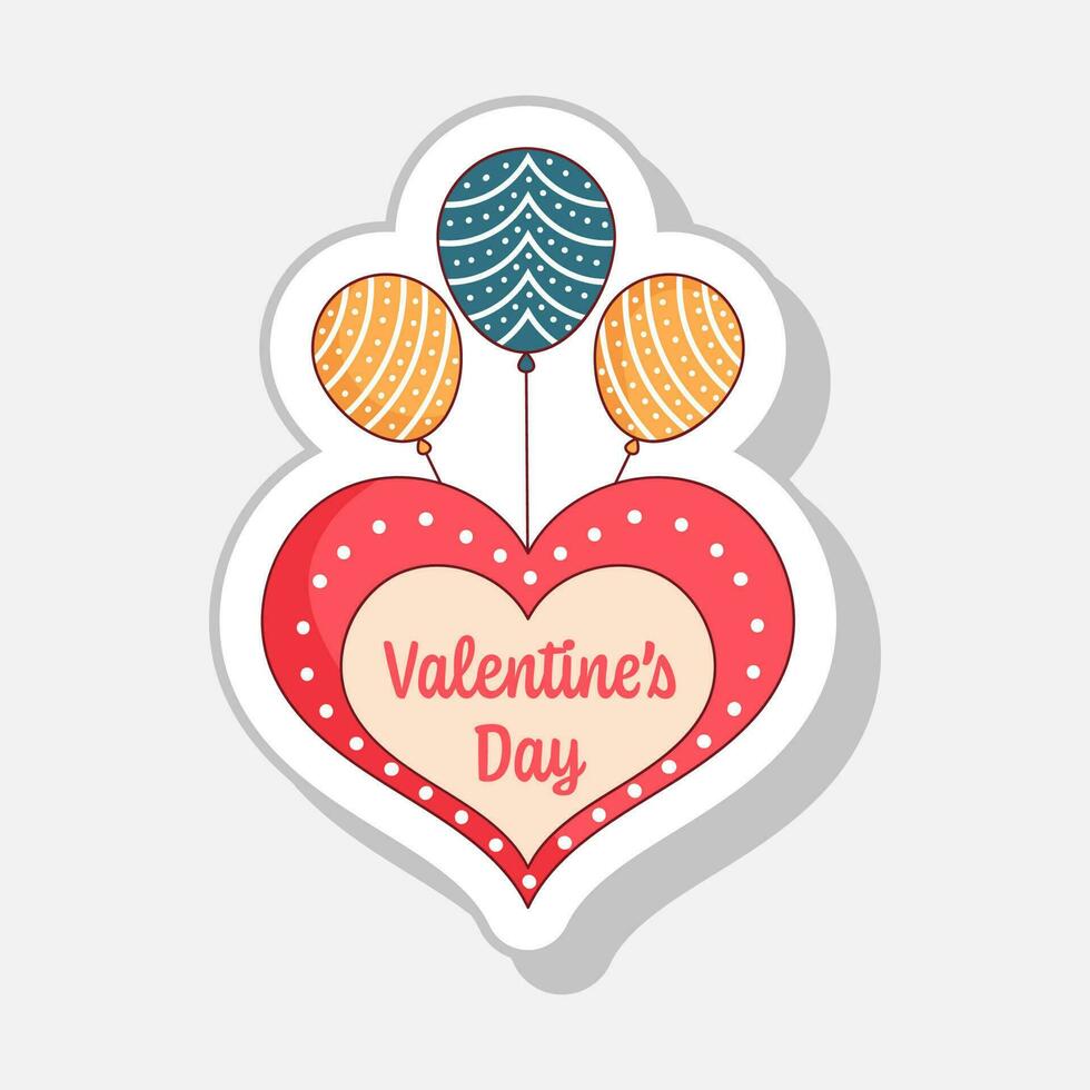 autocollant style ballon pendaison avec cœur la Saint-Valentin journée symbole dans plat style. vecteur