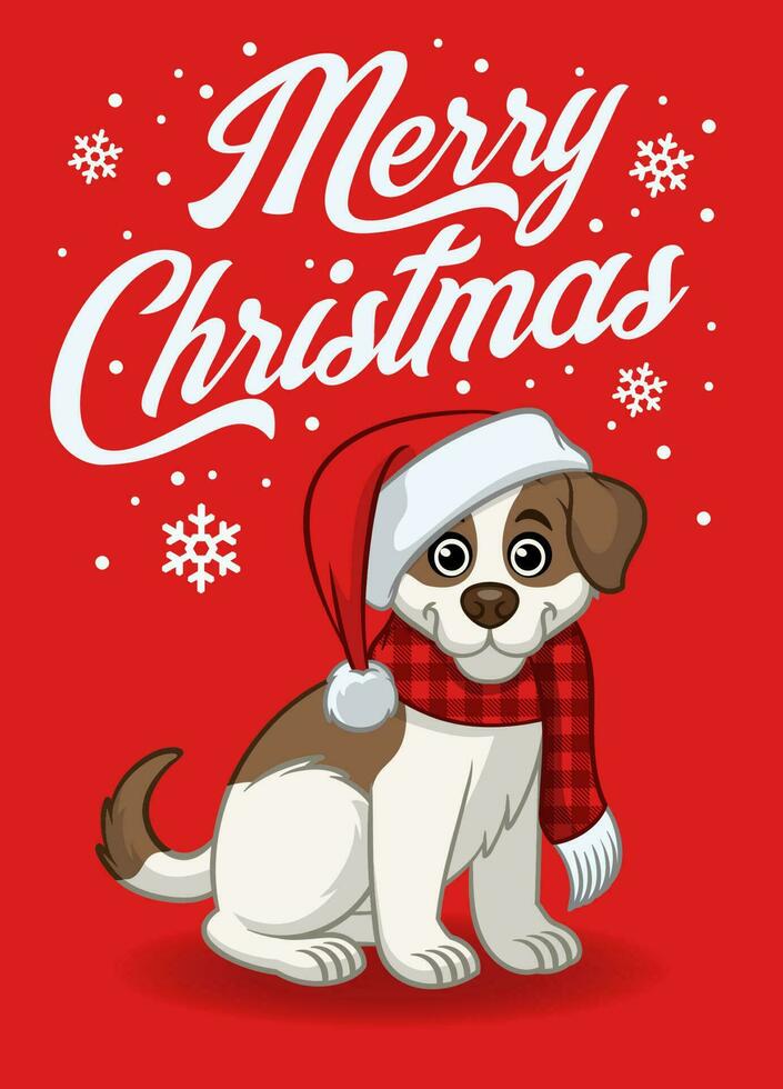 dessin animé mignonne jack russel chiot portant Noël chapeau vecteur