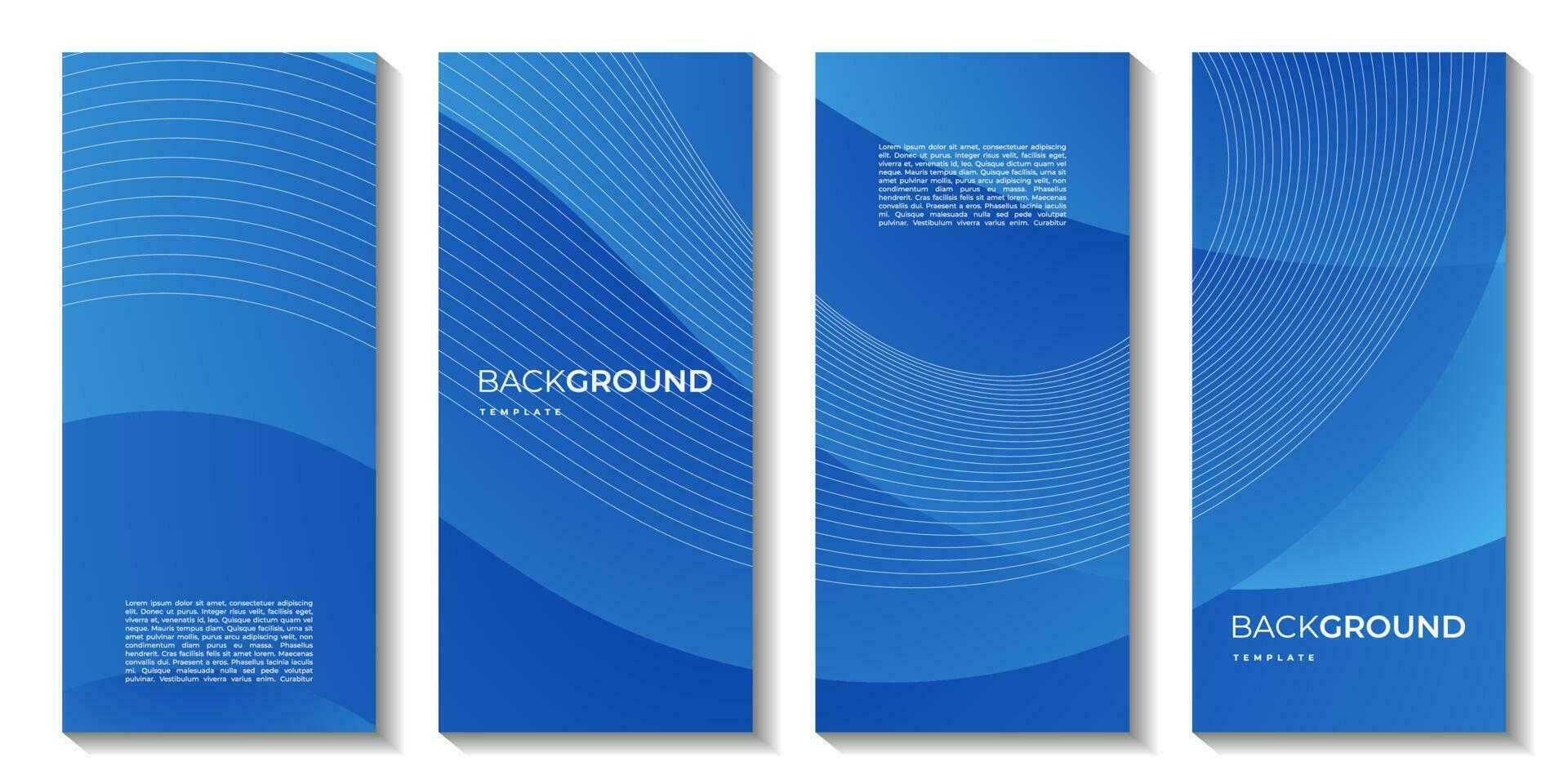 une ensemble de brochures avec abstrait bleu vague pente Contexte vecteur