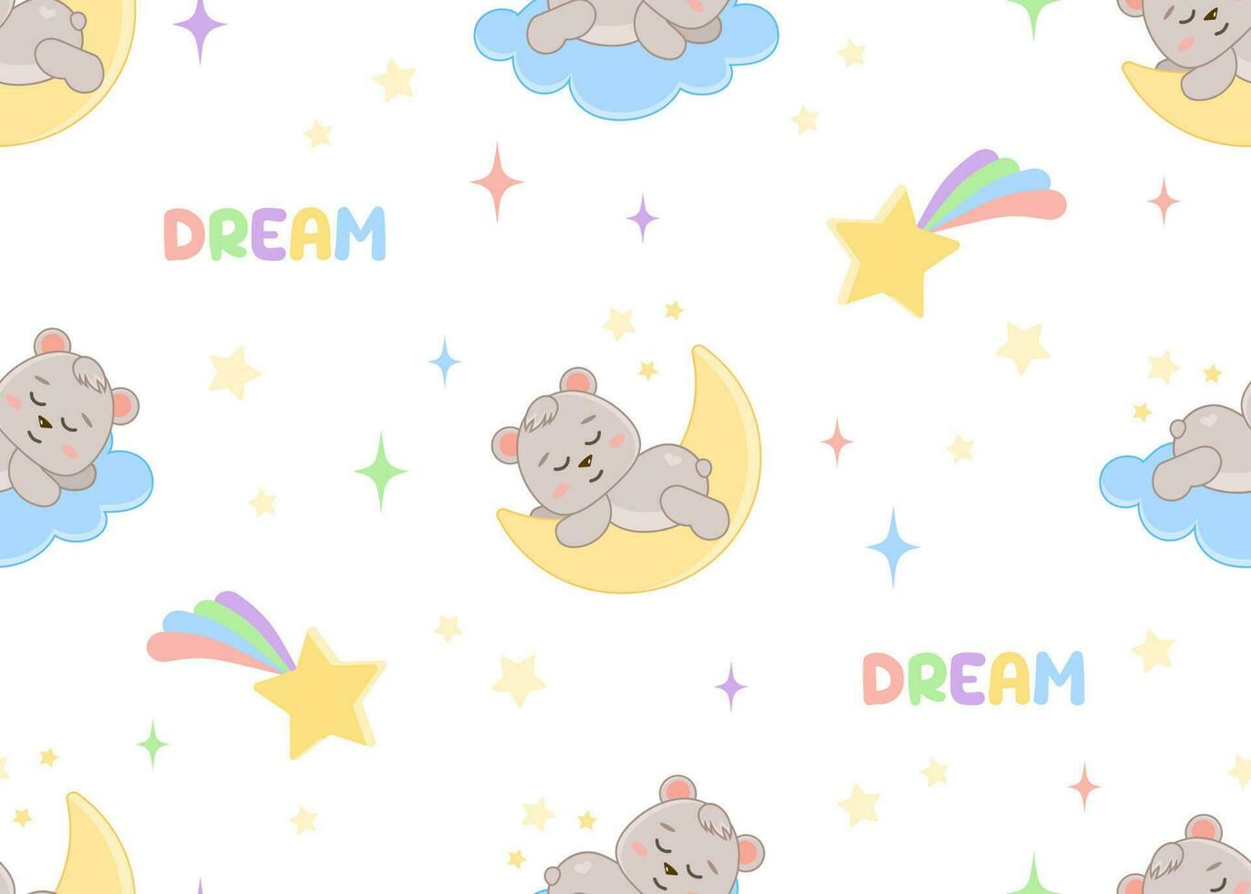 mignonne ours en train de dormir sans couture modèle dessin animé illustration vecteur