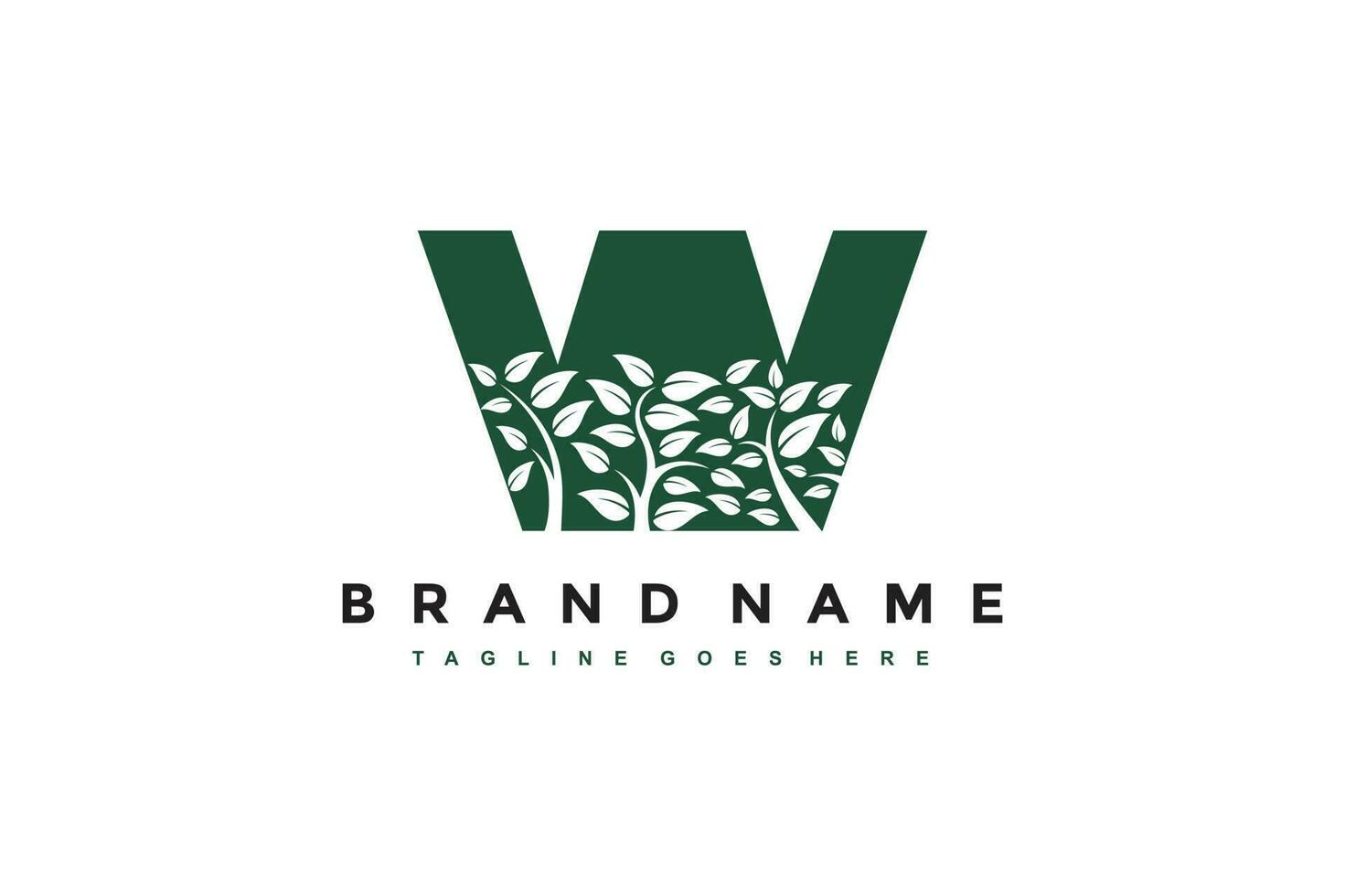 lettre w feuilles logo vecteur