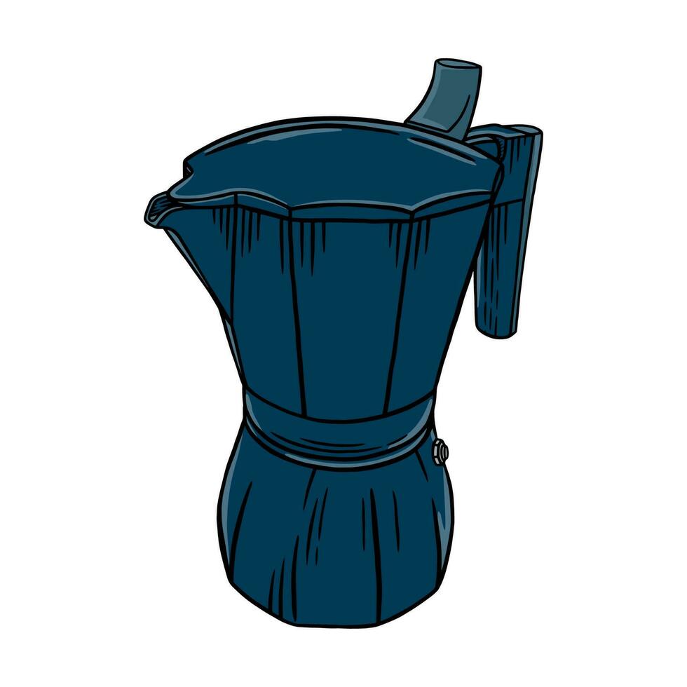 café moka pot gravé illustration. café brasser pot isolé dans blanc Contexte. vecteur illustration