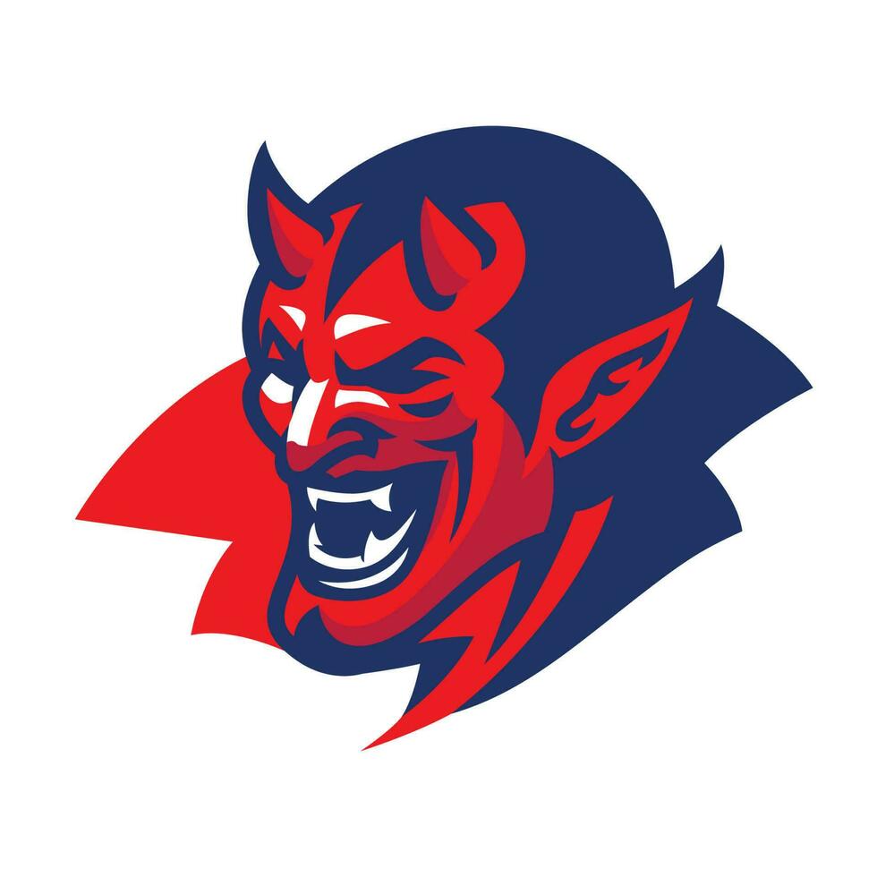 vicieux diable mascotte logo dans trimestre vue vecteur