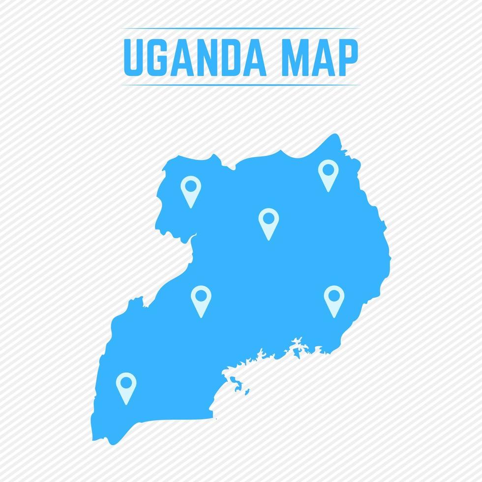 carte simple de l'Ouganda avec des icônes de la carte vecteur