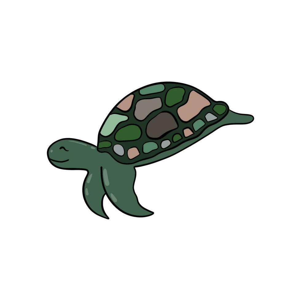 mignon, tortue mer, dessin animé, isolé, blanc, fond vecteur