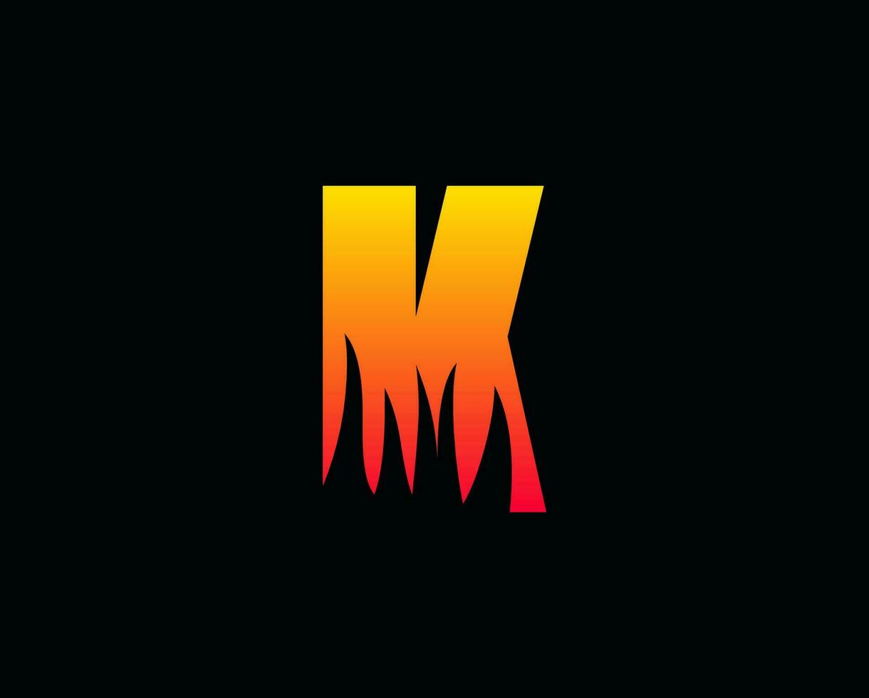 k lettre flamme logo conception Feu illustration vecteur