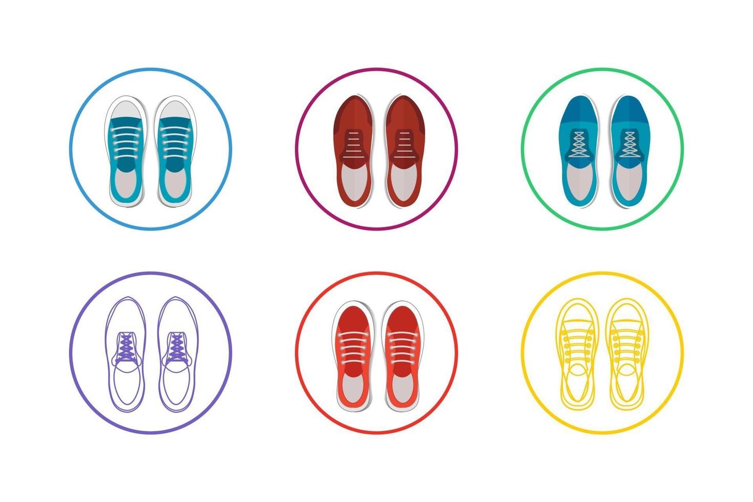 jeu d'icônes de chaussures colorées vecteur