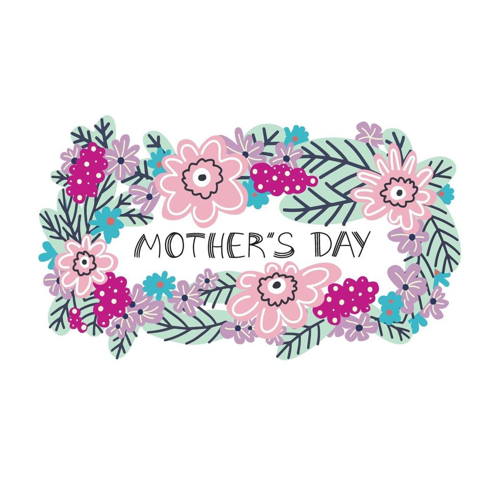 fête des mères. carte de fête des mères. illustration vectorielle design floral dans un style plat. vecteur