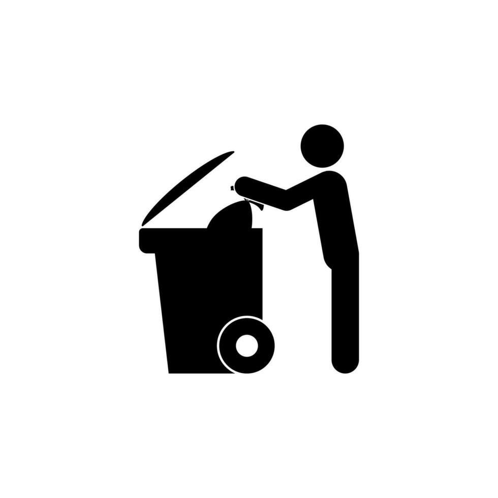 une homme lancement poubelle vecteur icône illustration