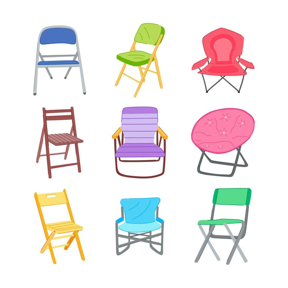chaise pliante ensemble illustration vectorielle de dessin animé vecteur