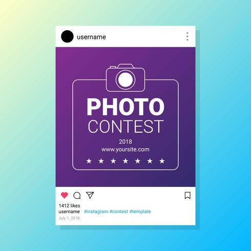 Modèle Instagram de concours photo pour Socia Media vecteur