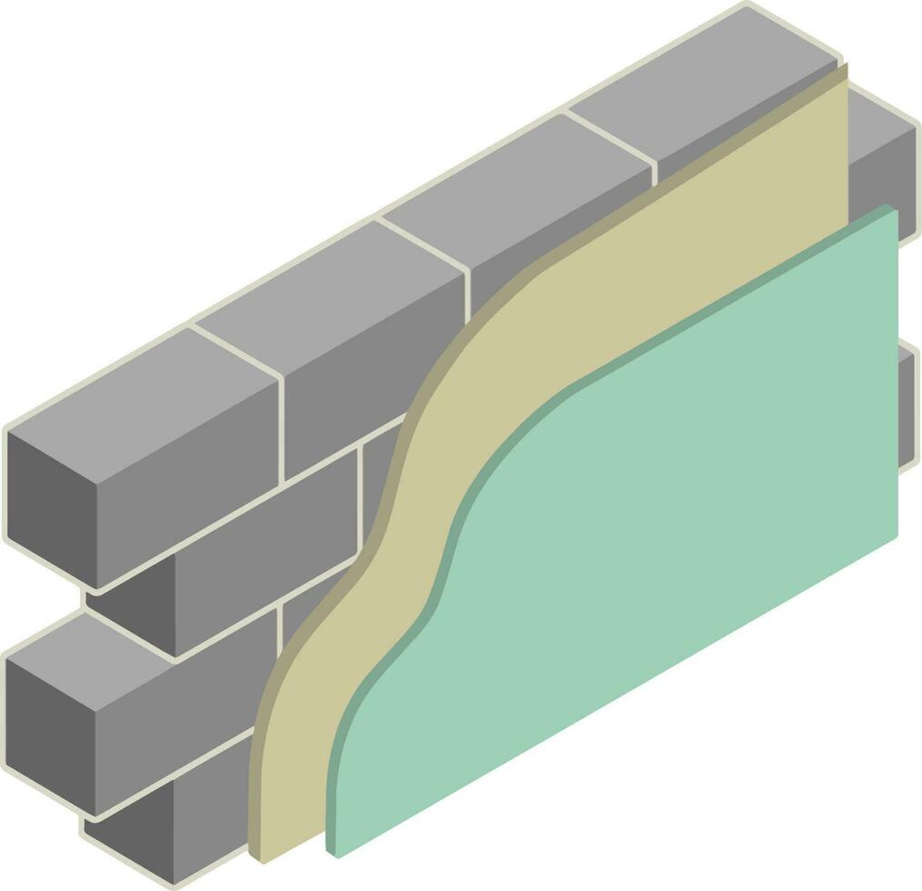 mur de briques grises de la maison. élément de construction de bâtiments. objet en pierre. illustration isométrique. symbole de protection et de sécurité vecteur