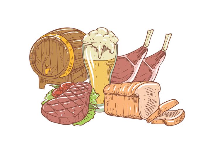 Illustration de l'alimentation de l'Oktoberfest vecteur