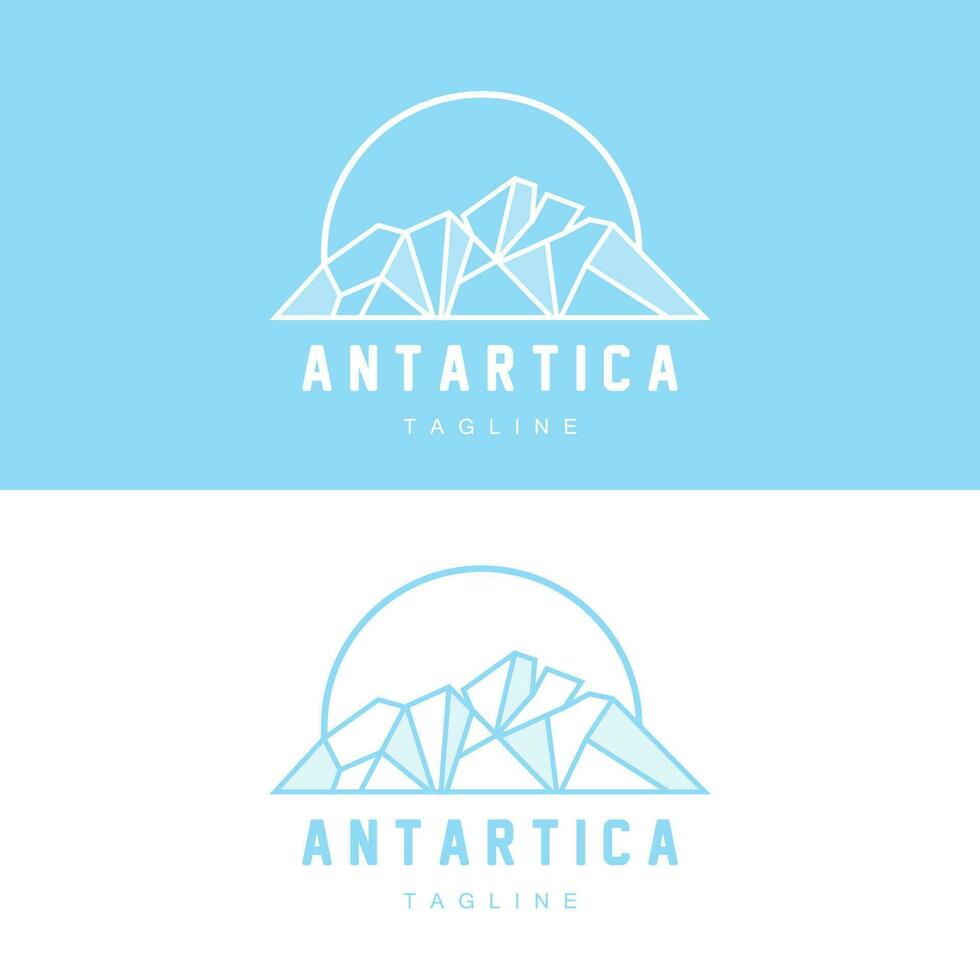 Montagne logo, antarctique iceberg logo conception, la nature paysage vecteur, produit marque illustration icône vecteur