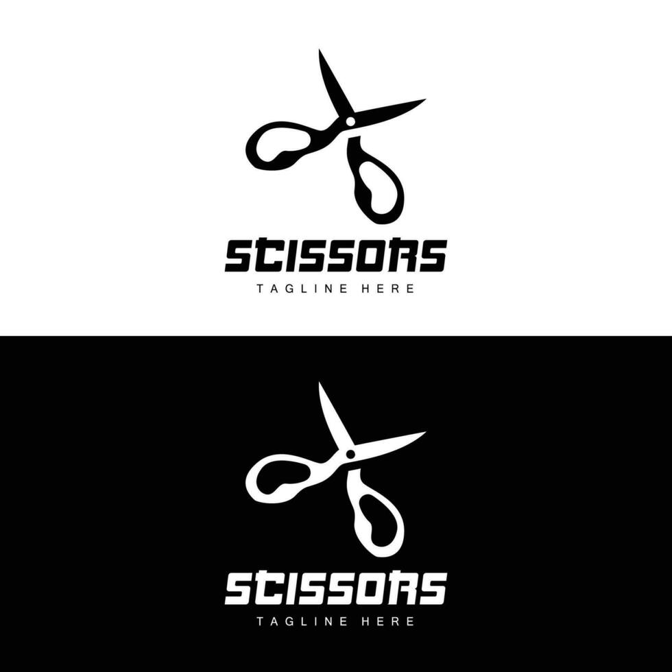 les ciseaux logo, Coupe outils vecteur, salon de coiffure le rasoir les ciseaux Facile conception, illustration modèle icône vecteur