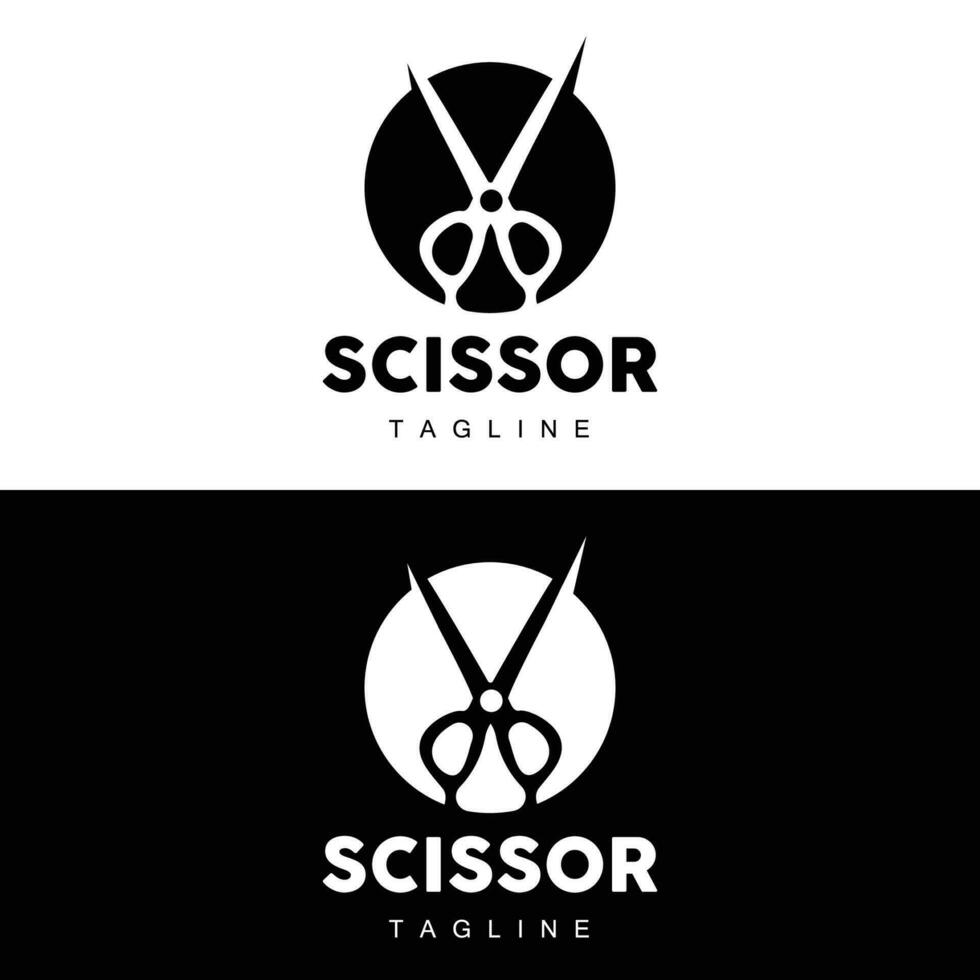 les ciseaux logo, Coupe outils vecteur, salon de coiffure le rasoir les ciseaux Facile conception, illustration modèle icône vecteur