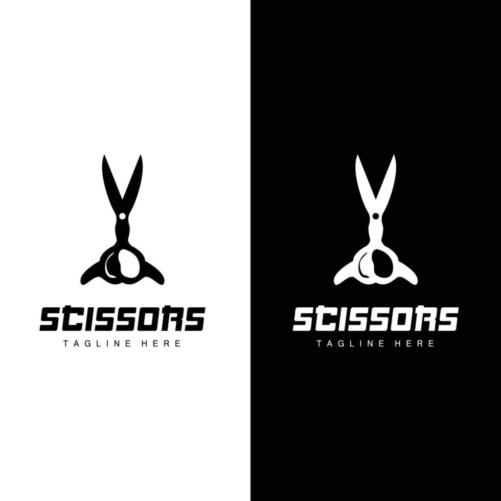 les ciseaux logo, Coupe outils vecteur, salon de coiffure le rasoir les ciseaux Facile conception, illustration modèle icône vecteur