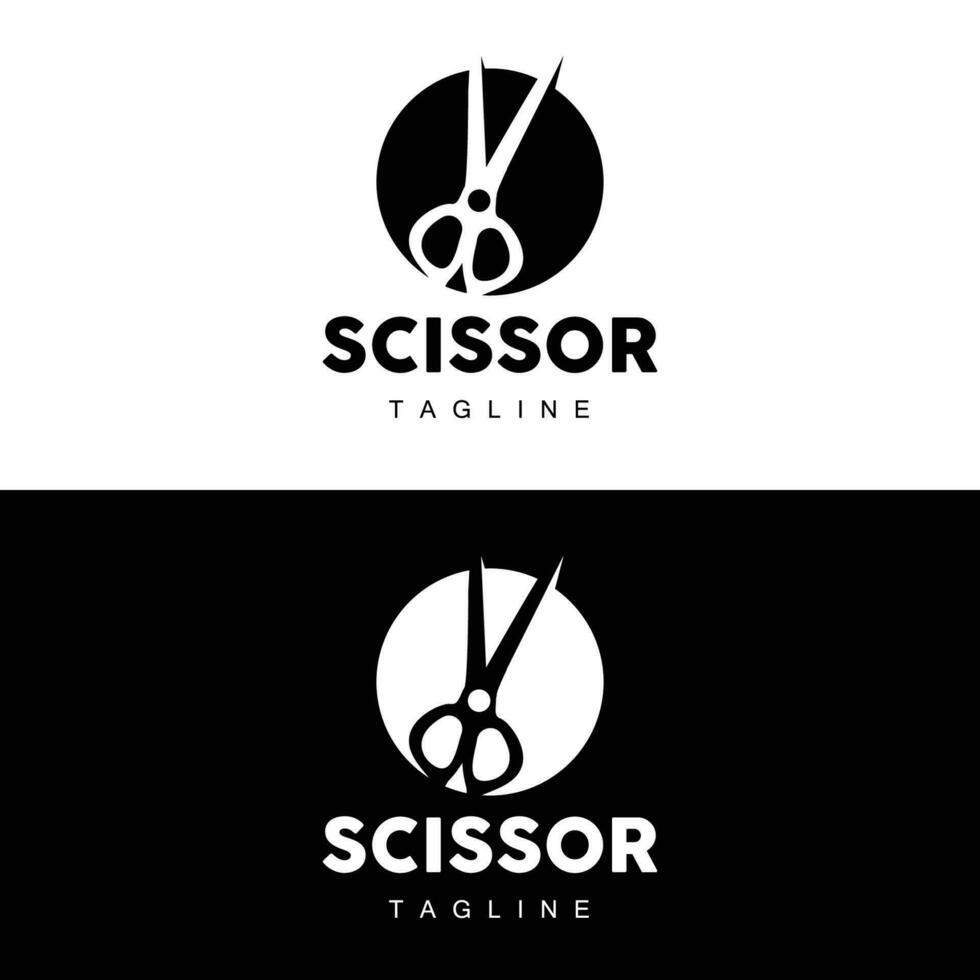 les ciseaux logo, Coupe outils vecteur, salon de coiffure le rasoir les ciseaux Facile conception, illustration modèle icône vecteur