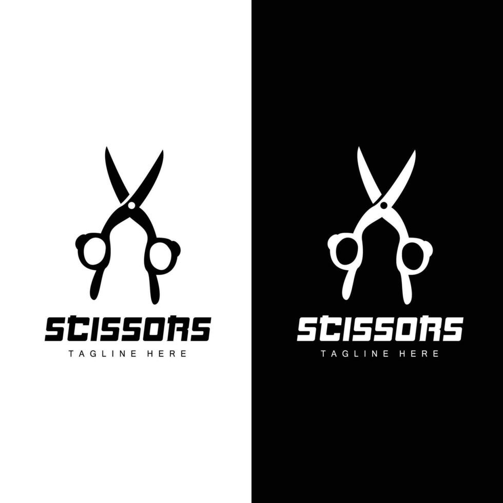 les ciseaux logo, Coupe outils vecteur, salon de coiffure le rasoir les ciseaux Facile conception, illustration modèle icône vecteur