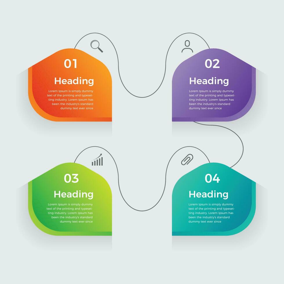 affaires infographie processus avec coloré modèle conception avec Icônes et 4 options. quatre pas infographie conception modèle vecteur