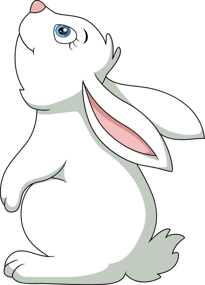 mignonne blanc lapin dessin animé sur blanc Contexte vecteur
