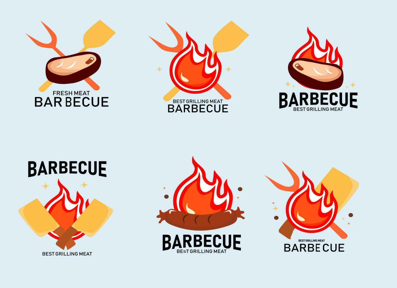 barbecue logo ensemble vecteur ensemble barbecue conception éléments et logos