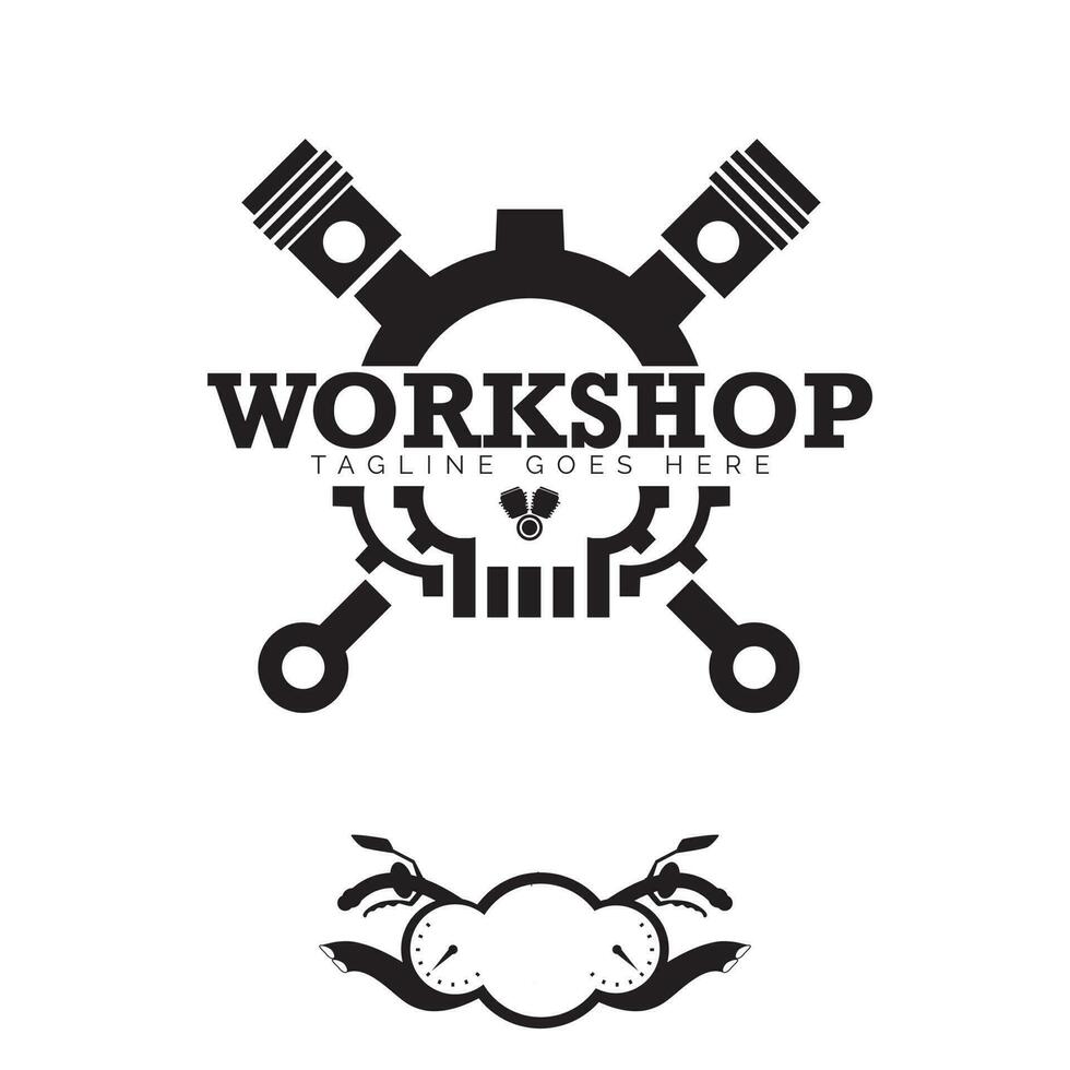 automobiles atelier crâne logo, et bicyclette panneau vecteur