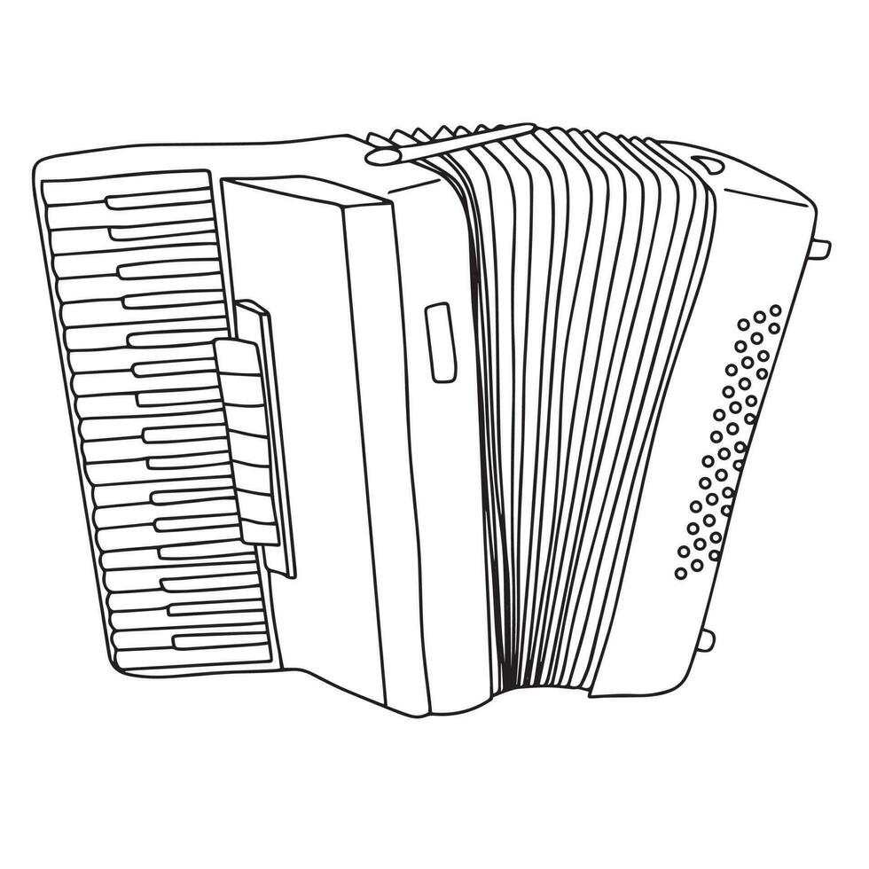 accordéon dans griffonnage style. musical instrument. vecteur illustration.