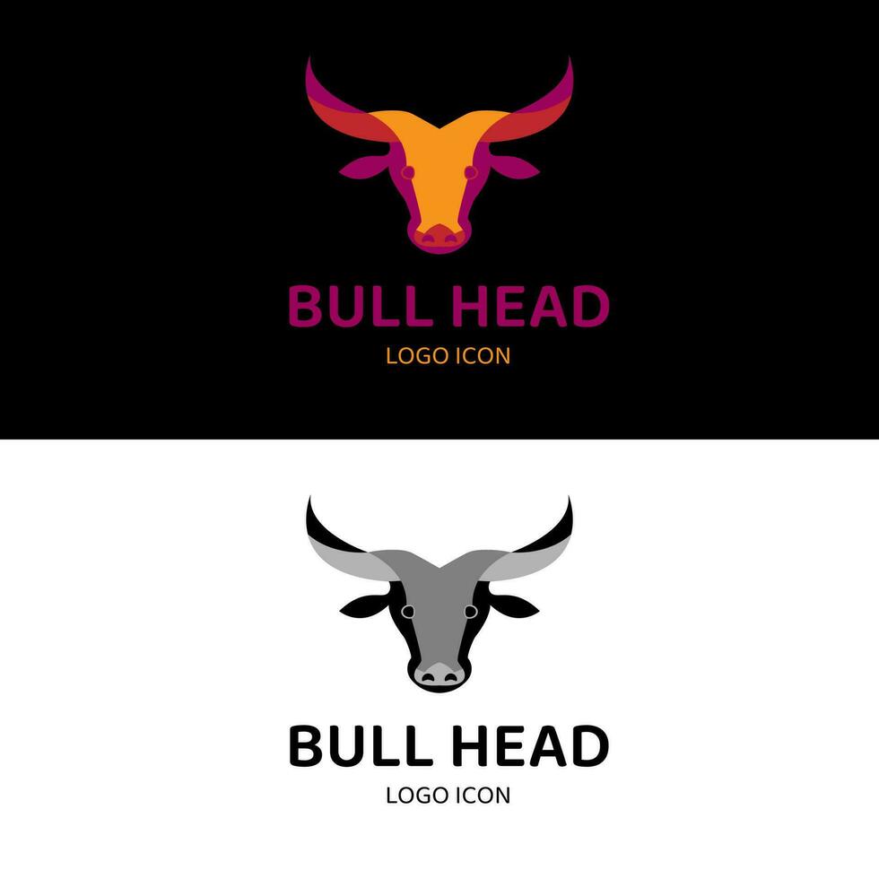 taureau tête avec gros klaxon pour coloré et rétro ancien ranch ferme logo conception vecteur