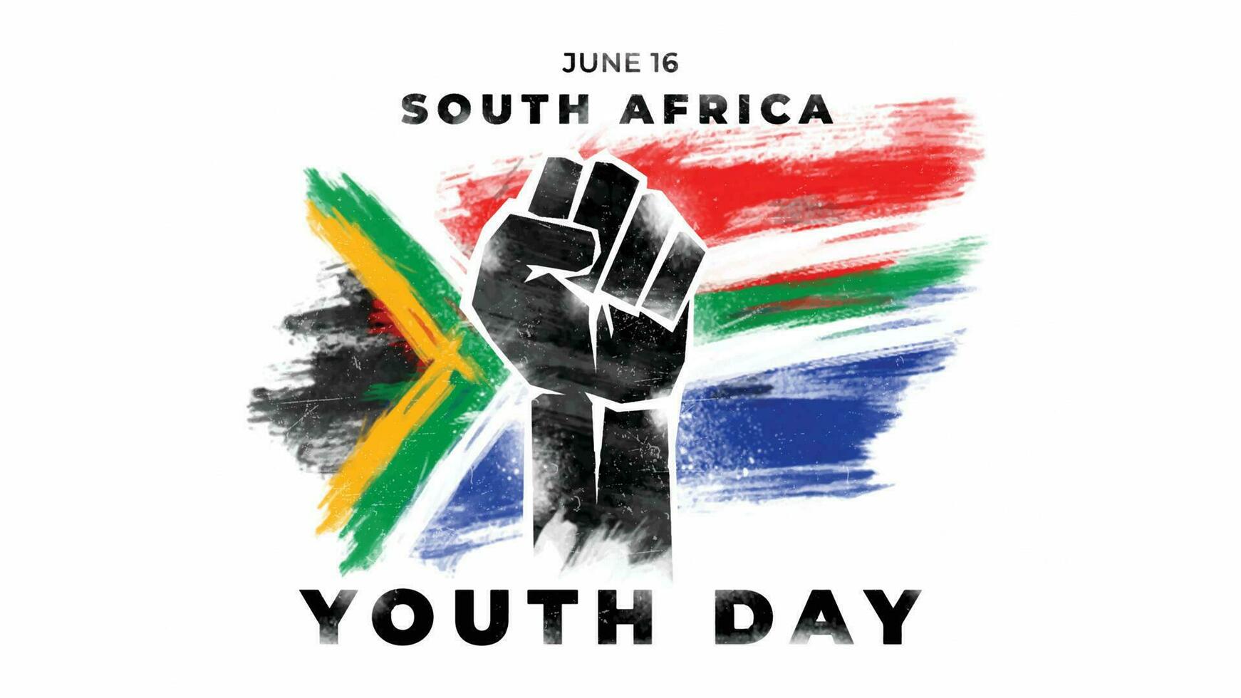 Sud Afrique jeunesse jour, 16 juin fête avec drapeau le brosse peindre style. vecteur illustration.