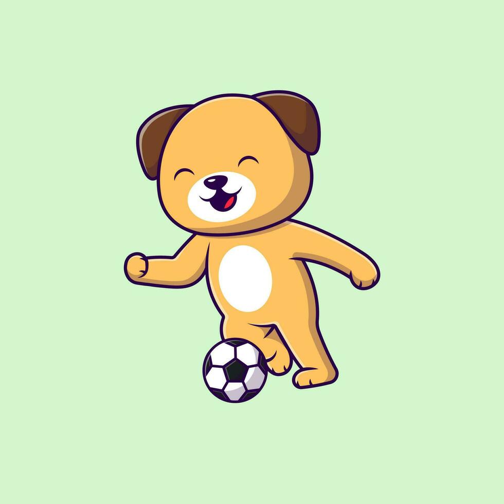 mignonne chien en jouant football Balle dessin animé vecteur Icônes illustration. plat dessin animé concept. adapté pour tout Créatif projet.