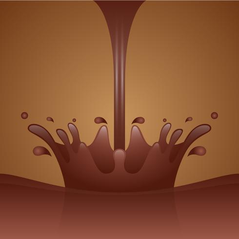Gros plan de chocolat chaud éclaboussure sur fond sombre vecteur
