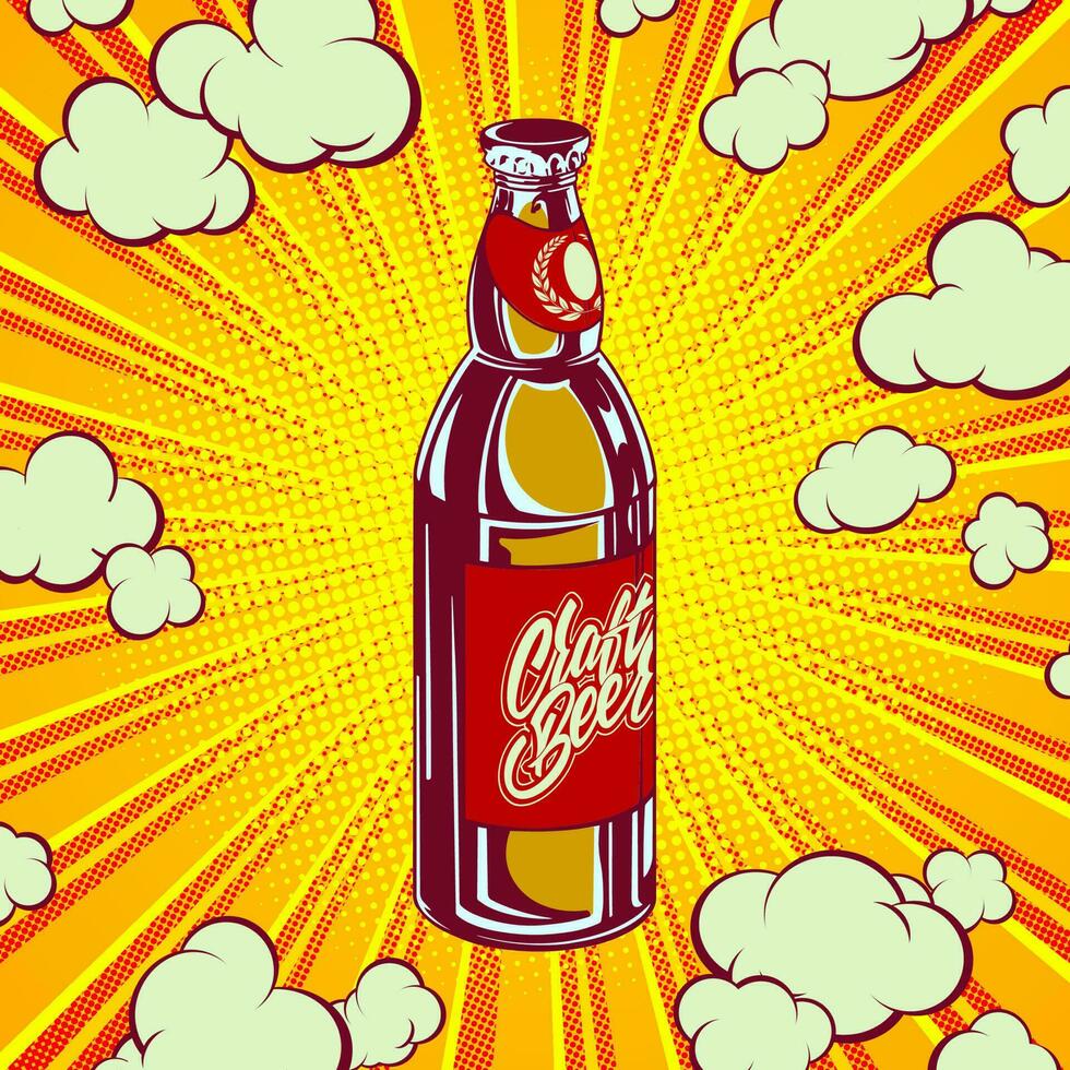 brillant artisanat Bière bouteille concept dans pop art style pour impression et conception. vecteur illustration.