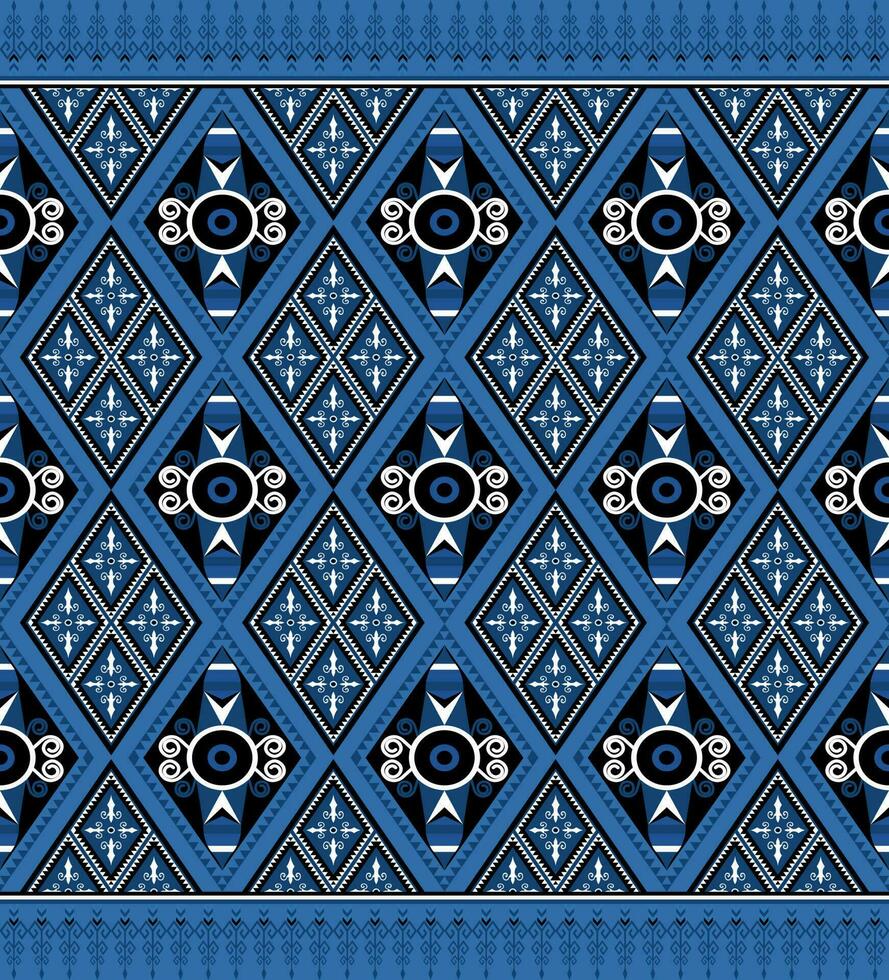 ethnique populaire géométrique sans couture modèle dans indigo bleu dans vecteur illustration conception pour tissu, tapis, tapis, foulard, emballage papier, tuile et plus