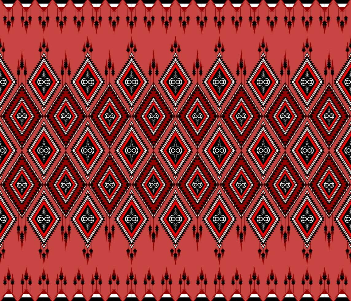 ethnique populaire géométrique sans couture modèle dans rouge dans vecteur illustration conception pour tissu, tapis, tapis, foulard, emballage papier, tuile et plus