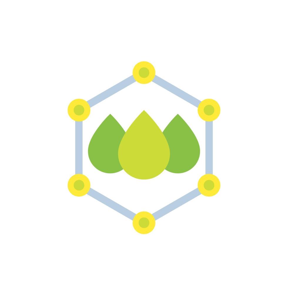 gouttes avec des nanoparticules, icône plate de vecteur