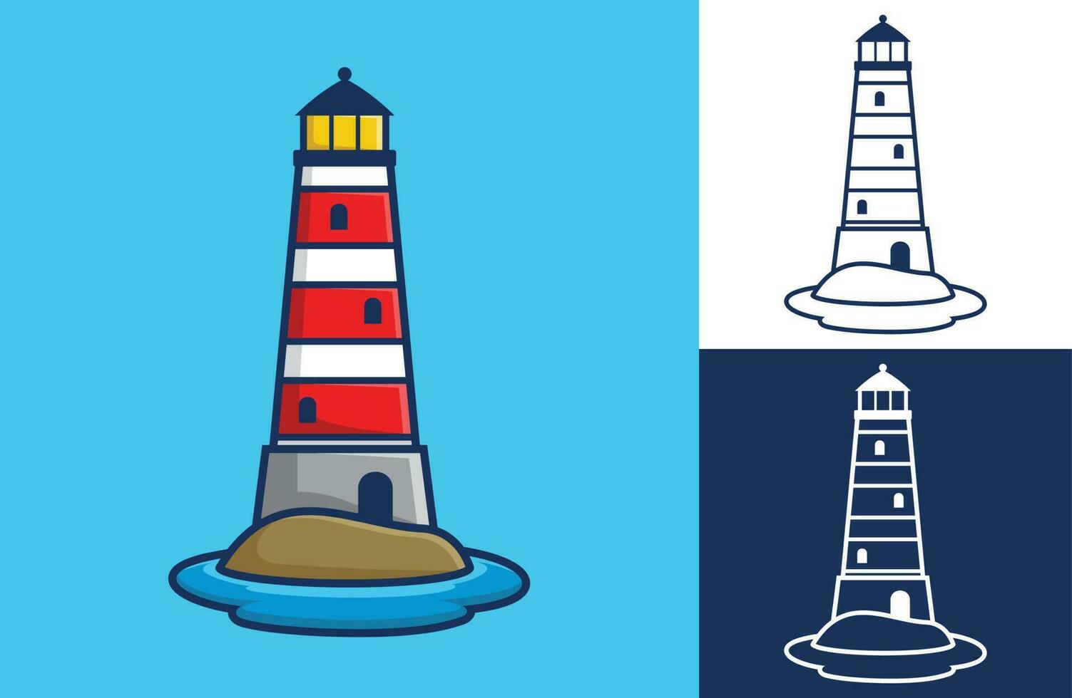 phare plat dessin animé style. vecteur icône illustration