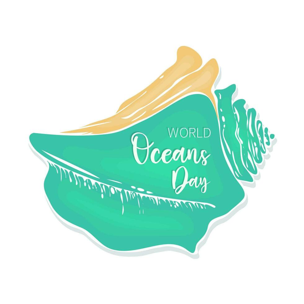 monde océans journée bannière avec main tiré griffonnage coquillages. vecteur