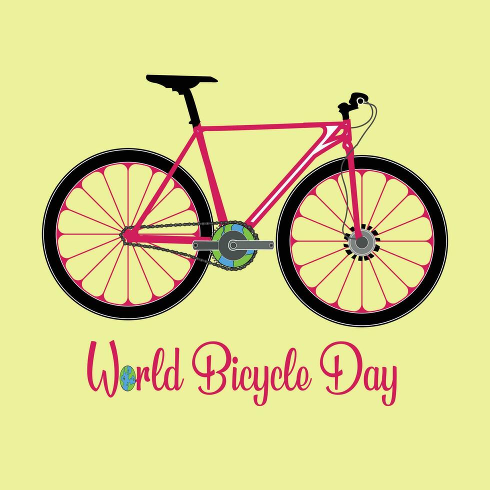 monde vélo journée vecteur Contexte. bicyclette silhouette isolé vélo journée juin 3 affiche conception