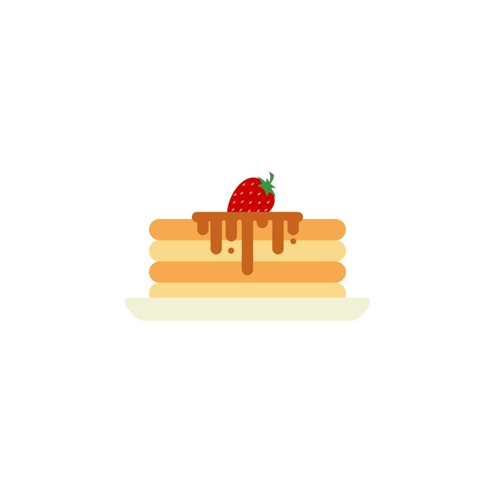 petit déjeuner crêpe avec fraise plat conception vecteur illustration