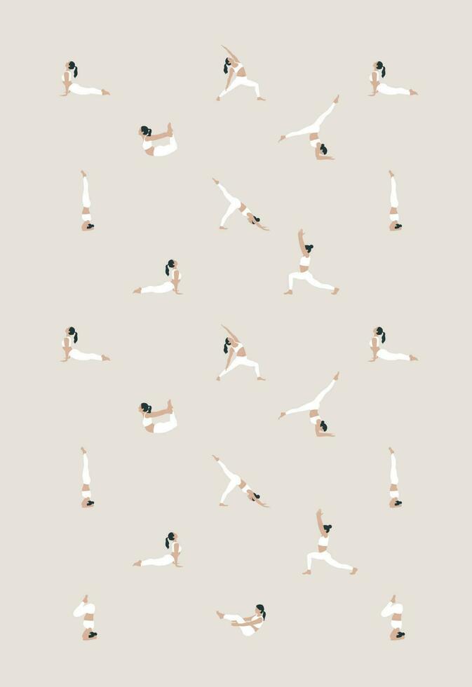 sans couture verticale modèle avec femmes portant tenue de sport Faire yoga. le concept de sport, salle de sport, yoga, pilates, aptitude, méditation et se détendre. santé se soucier et mode de vie concept. vecteur illustration.