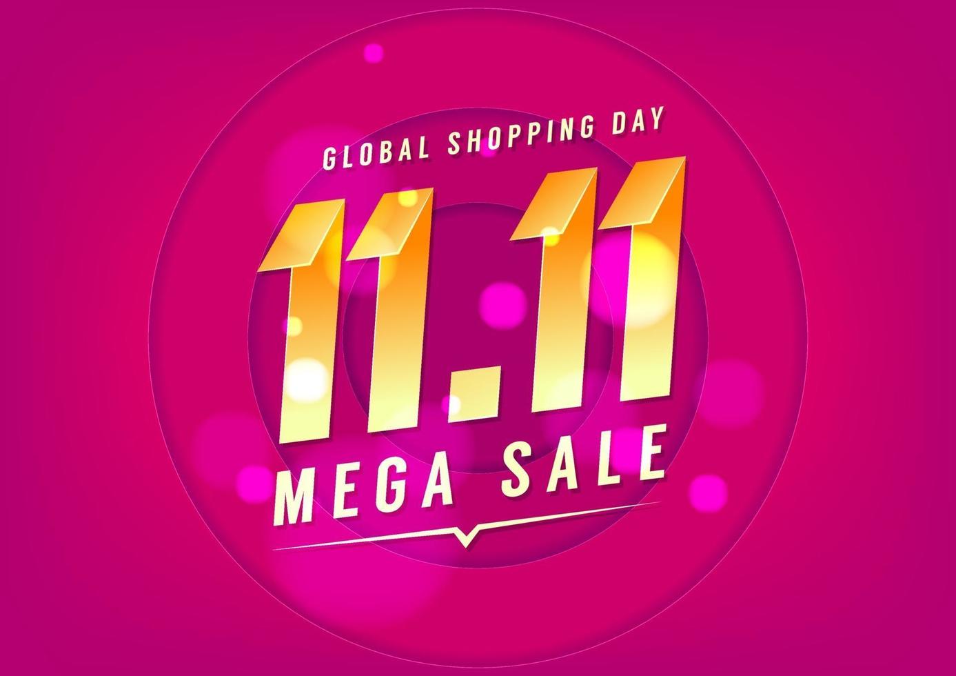 11.11 affiche de vente de jour de magasinage ou conception de flyer. vente de la journée mondiale du shopping mondial sur fond coloré. 11.11 ventes folles en ligne. vecteur