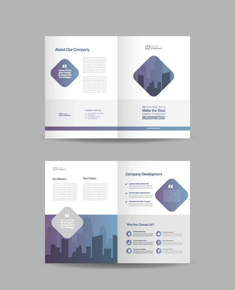 conception de brochures à deux volets et conception de prospectus de marketing d'entreprise vecteur