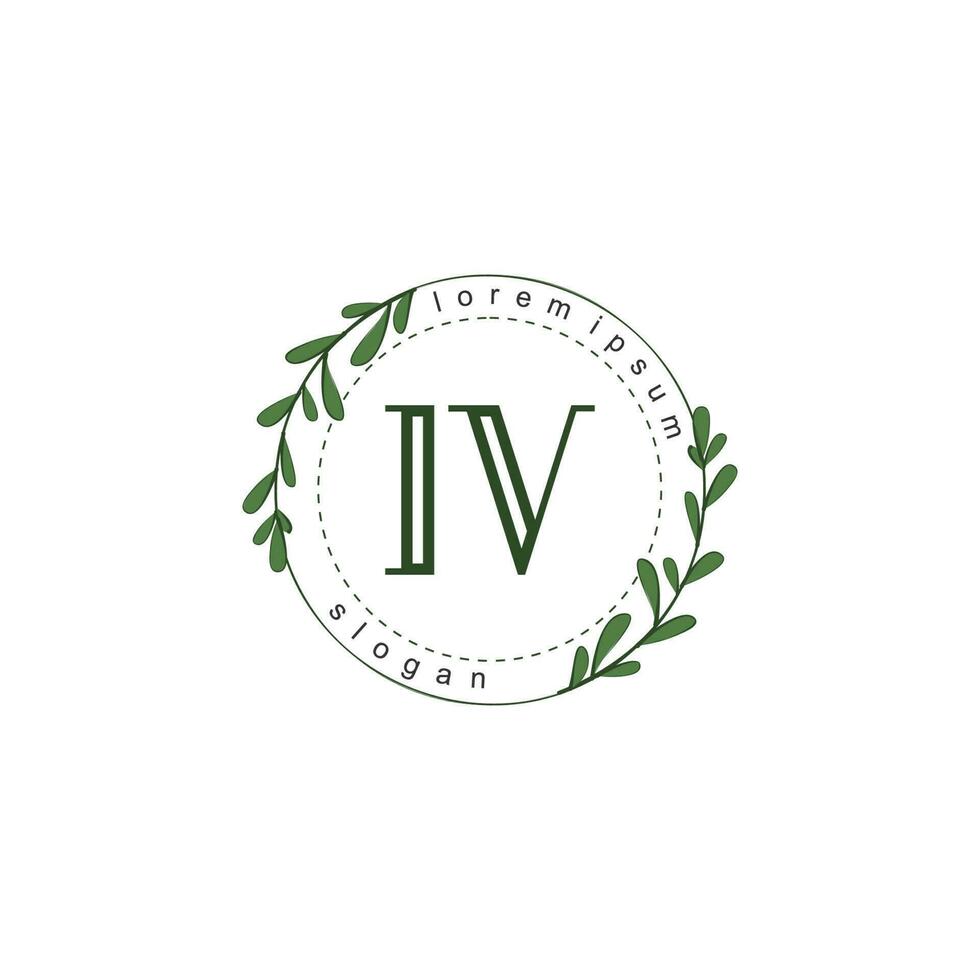 iv initiale beauté floral logo modèle vecteur