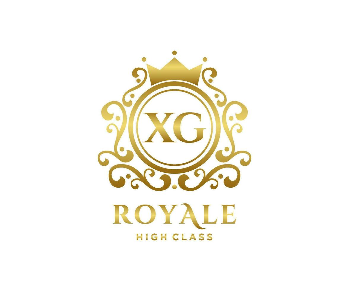 d'or lettre xg modèle logo luxe or lettre avec couronne. monogramme alphabet . magnifique Royal initiales lettre. vecteur