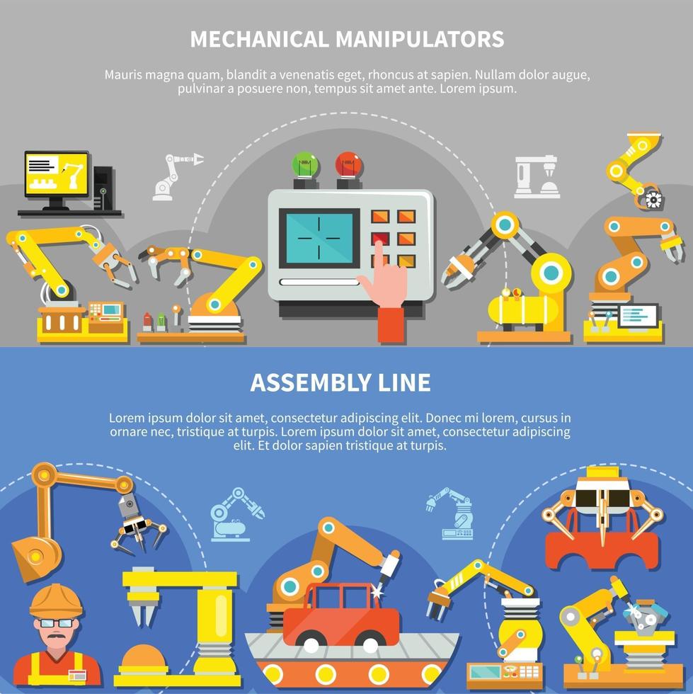 deux composition de bras robotique définie illustration vectorielle vecteur