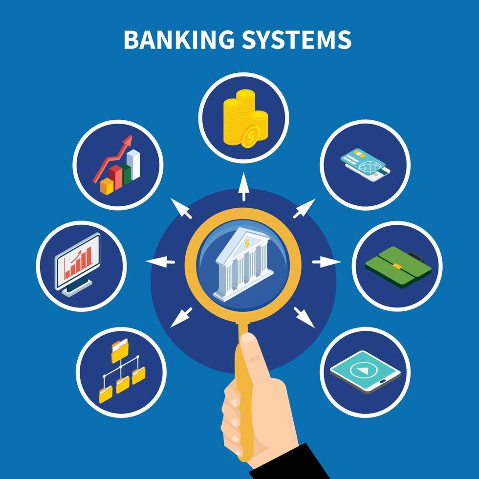 illustration vectorielle de systèmes bancaires pictogramme concept vecteur