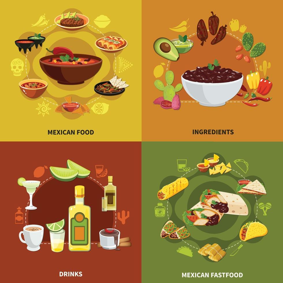 illustration vectorielle de cuisine mexicaine design concept vecteur